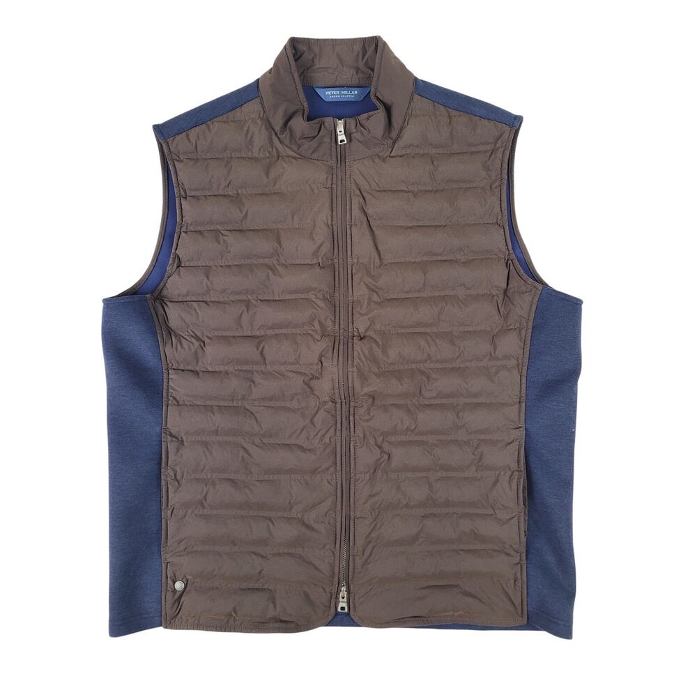 Peter Millar Crown Crafted Winsome Hybrid Vest Navy Blue & Brown | Men's Sz XL
